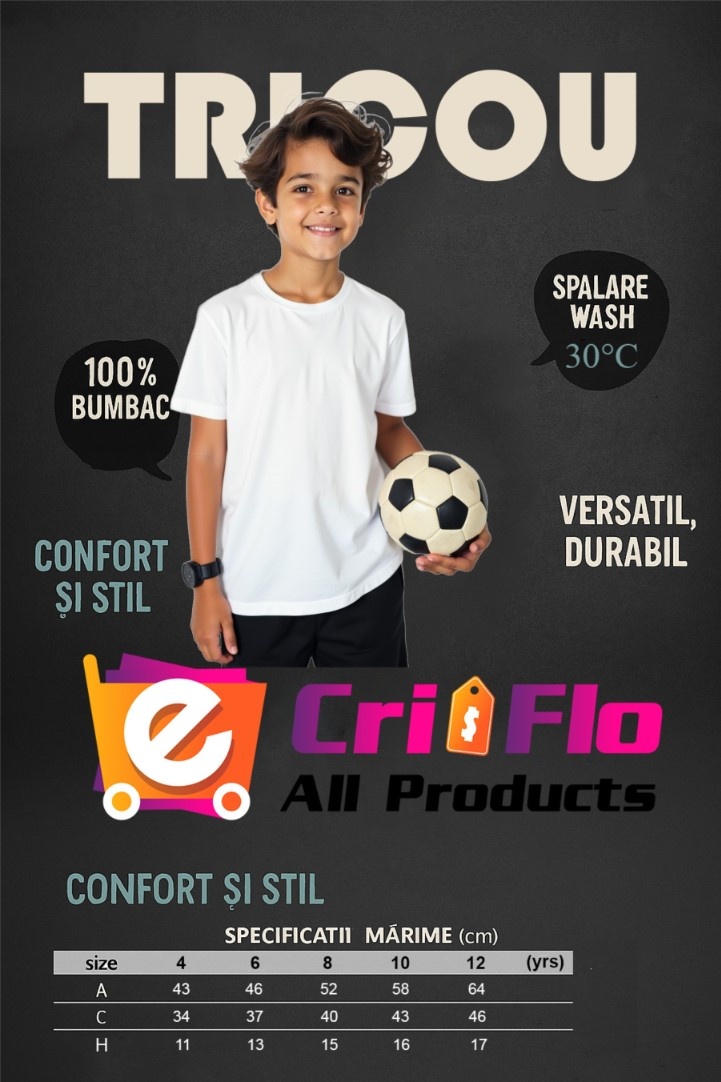 Tabel marimi tricou copii echipe fotbal favorite